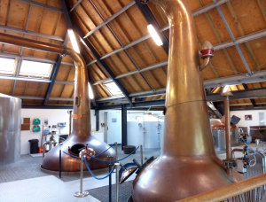 Still house at the Arran Distillery