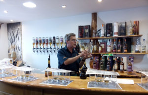 Tasting Room at Arran Distillery and our tour guide Richard