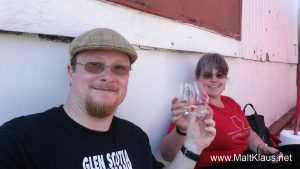 Enjoying a wee dram at the Glengyle open day